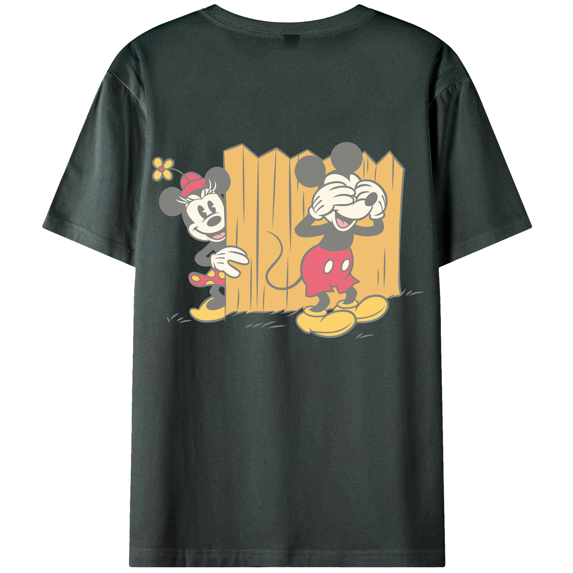 ミッキーマウス Mickey Mouse 綿100％ メンズ半袖Tシャツ（バックプリント） 通気性